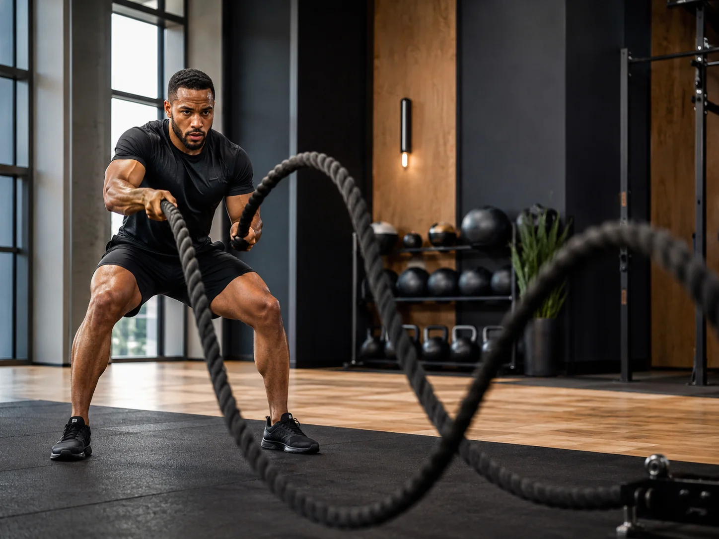 Treinamento funcional com kettlebells e corda naval